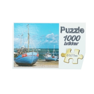 Puslespil med bådmotiv, 1000 brikker (str. 50 x 70 cm)