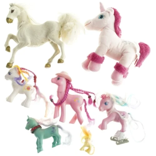 Samling af heste og enhjørnings legetøj