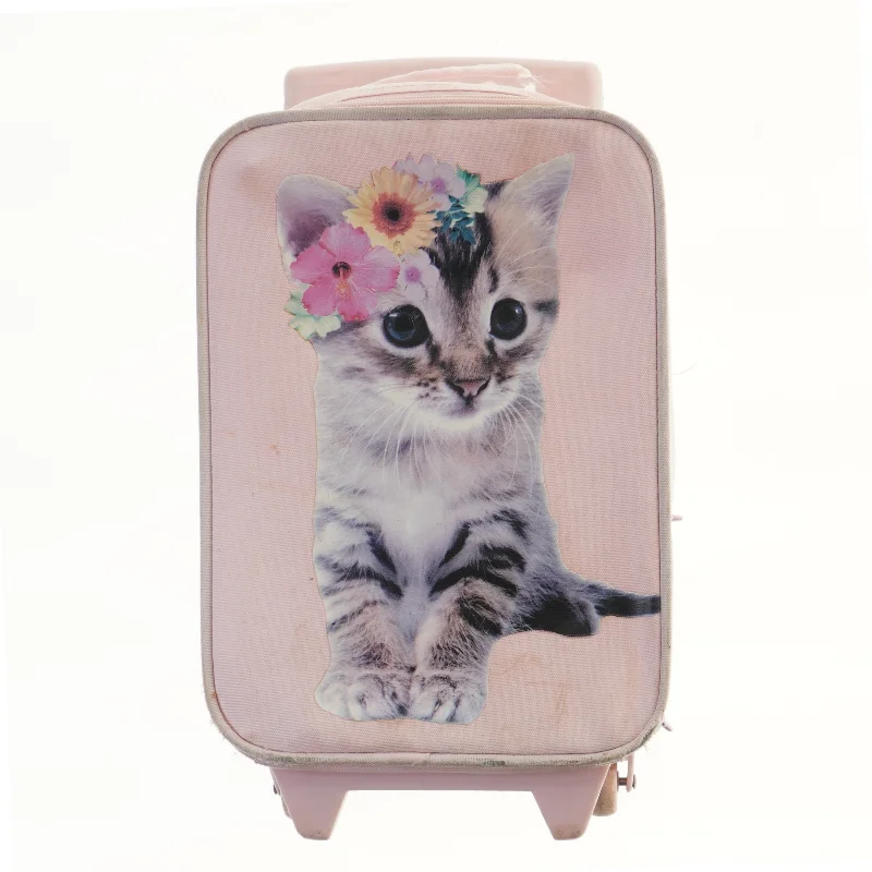 Lyserød børnekuffert med kattemotiv fra H&M (str. 41,5x23,5 cm)