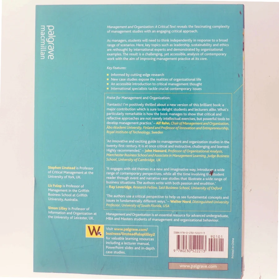 Management and organization : a critical text (Bog)