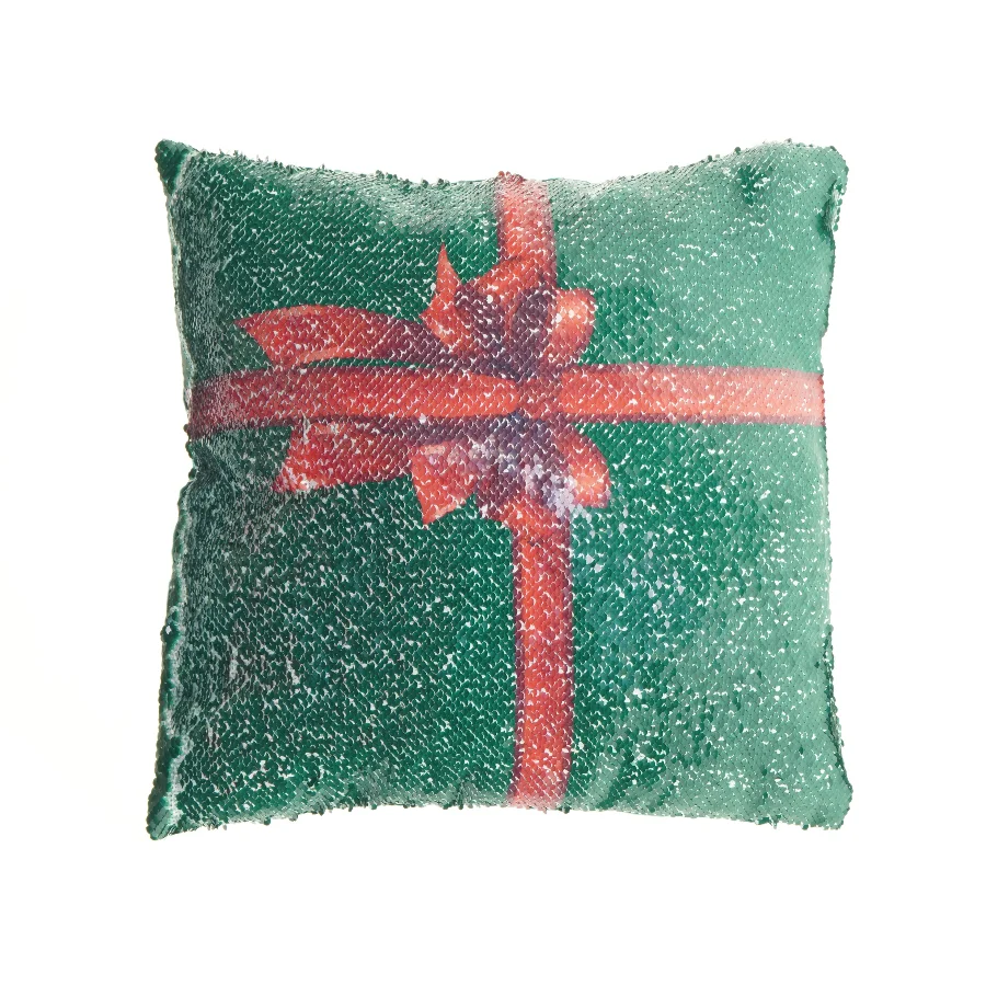 Julepude med vendbar palietdesign (str. 38 x 38 cm)