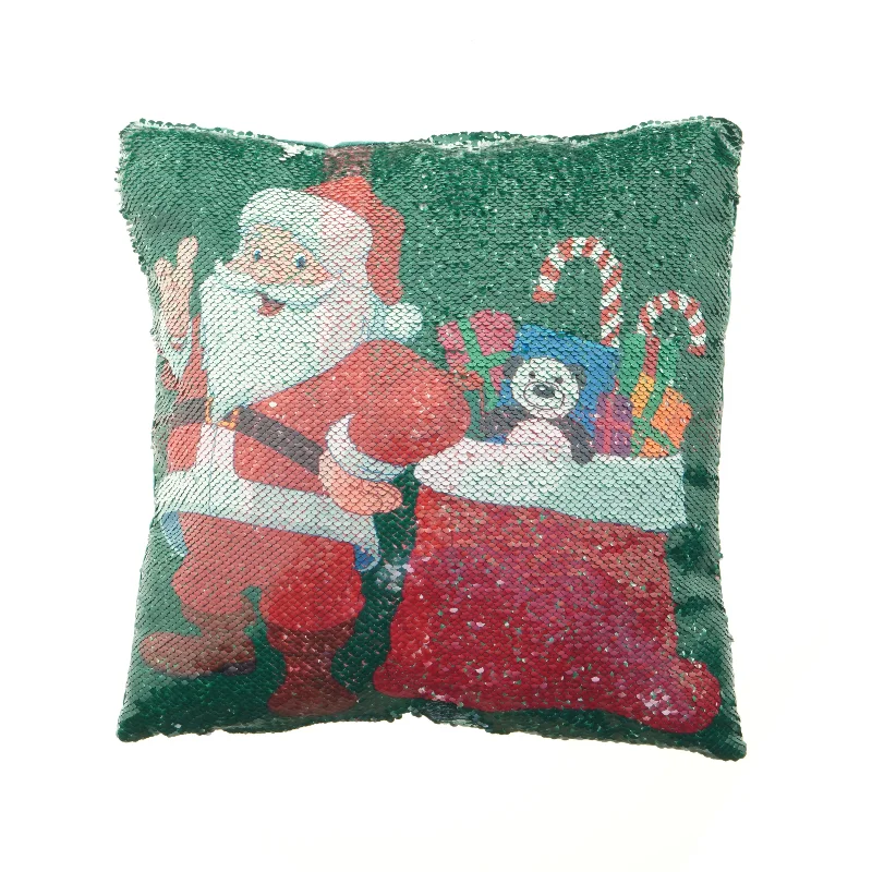 Julepude med vendbar palietdesign (str. 38 x 38 cm)