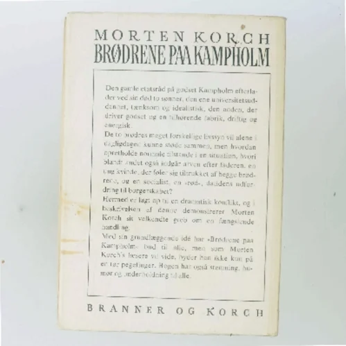 Brødrene paa Kampholm af Morten Korch (Bog)