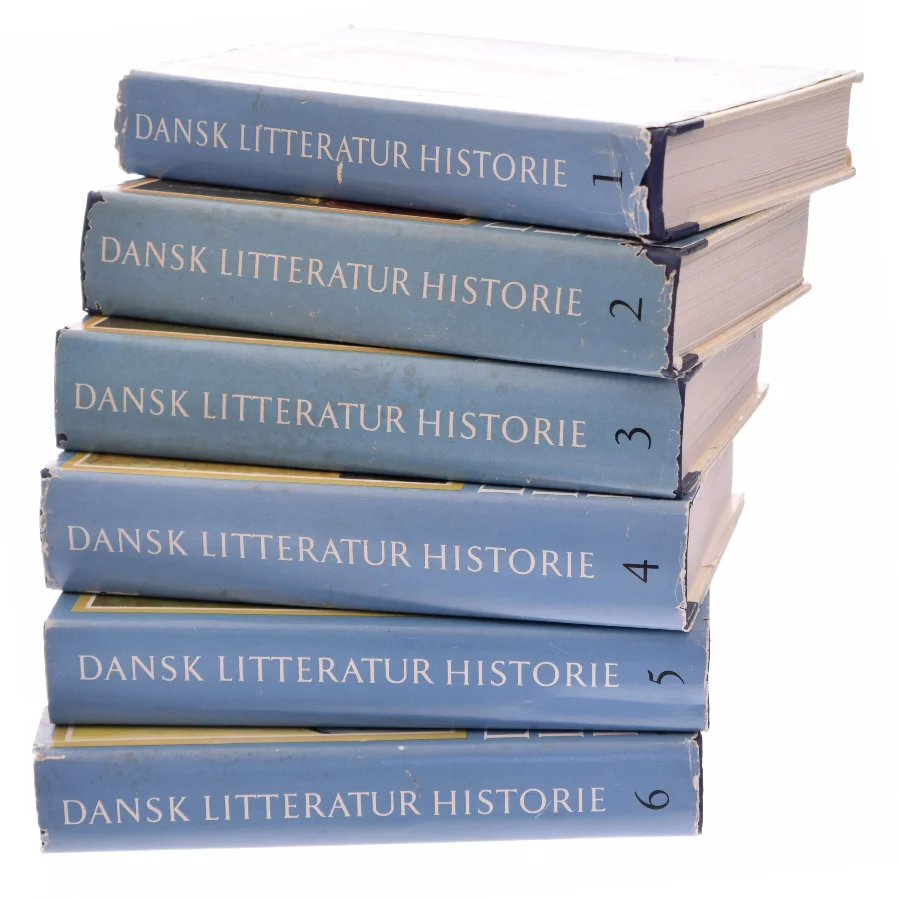 Dansk Litteratur Historie. Fra runerne til Thomas Kingo (bind 1-6) af 
Magister Emil Frederiksen
Dr. phil. Alf Henriques
Dr. phil. Jens Kruuse
Professor Carl Fehrman
(m.fl. som redaktører/forfattere til værket "Dansk Litteratur Historie") (Bog)
