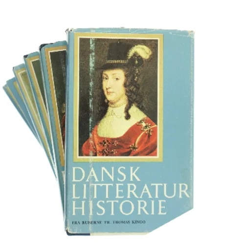 Dansk Litteratur Historie. Fra runerne til Thomas Kingo (bind 1-6) af 
Magister Emil Frederiksen
Dr. phil. Alf Henriques
Dr. phil. Jens Kruuse
Professor Carl Fehrman
(m.fl. som redaktører/forfattere til værket "Dansk Litteratur Historie") (Bog)