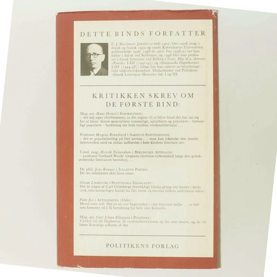 Verdens litteraturhistorie. Bind 5: Oplysningstiden 1700-1750 af F. J. Billeskov Jansen (Bog)
