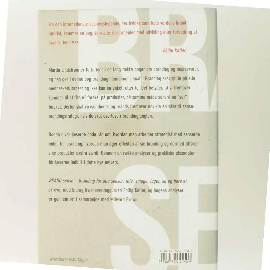 Brand sense : branding for alle sanser: føle, smage, lugte, se og høre af Martin Lindstrøm (Bog)