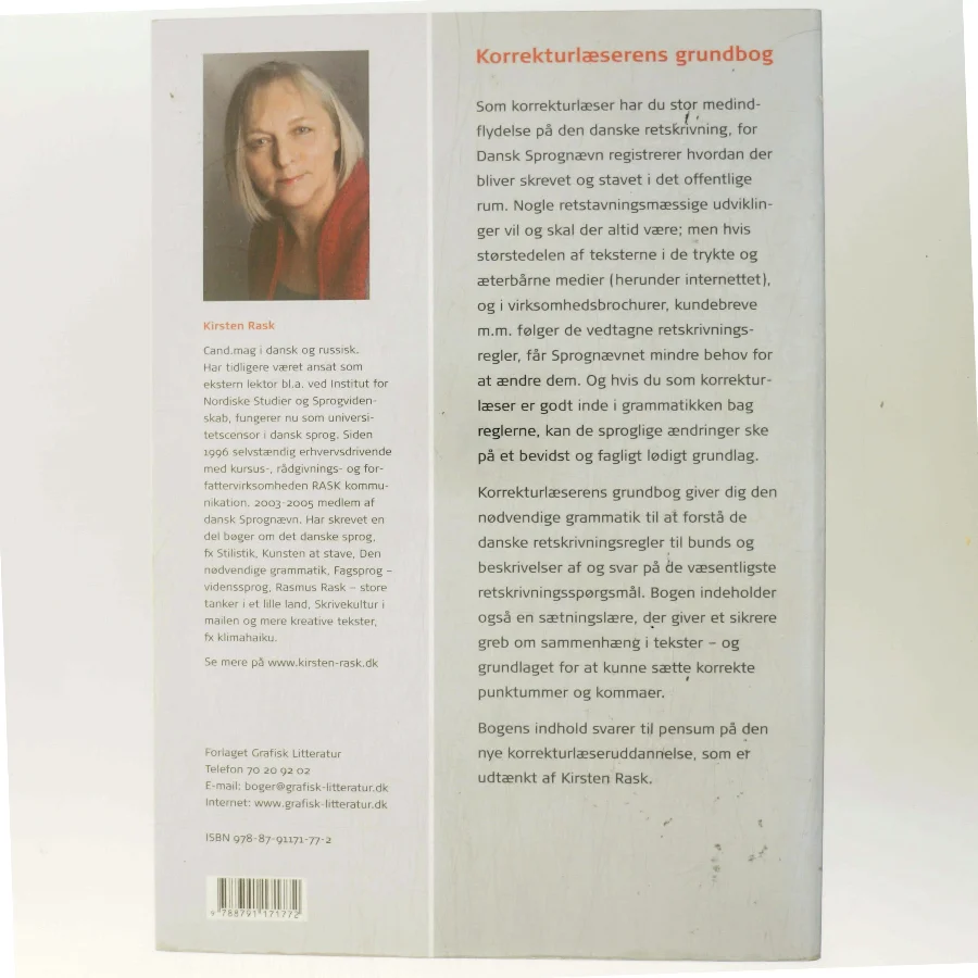 Korrekturlæserens grundbog : grammatik, retstavning, tegnsætning - og over 700 øvelser af Kirsten Rask (f. 1951) (Bog)