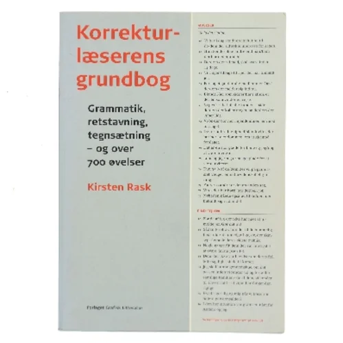 Korrekturlæserens grundbog : grammatik, retstavning, tegnsætning - og over 700 øvelser af Kirsten Rask (f. 1951) (Bog)