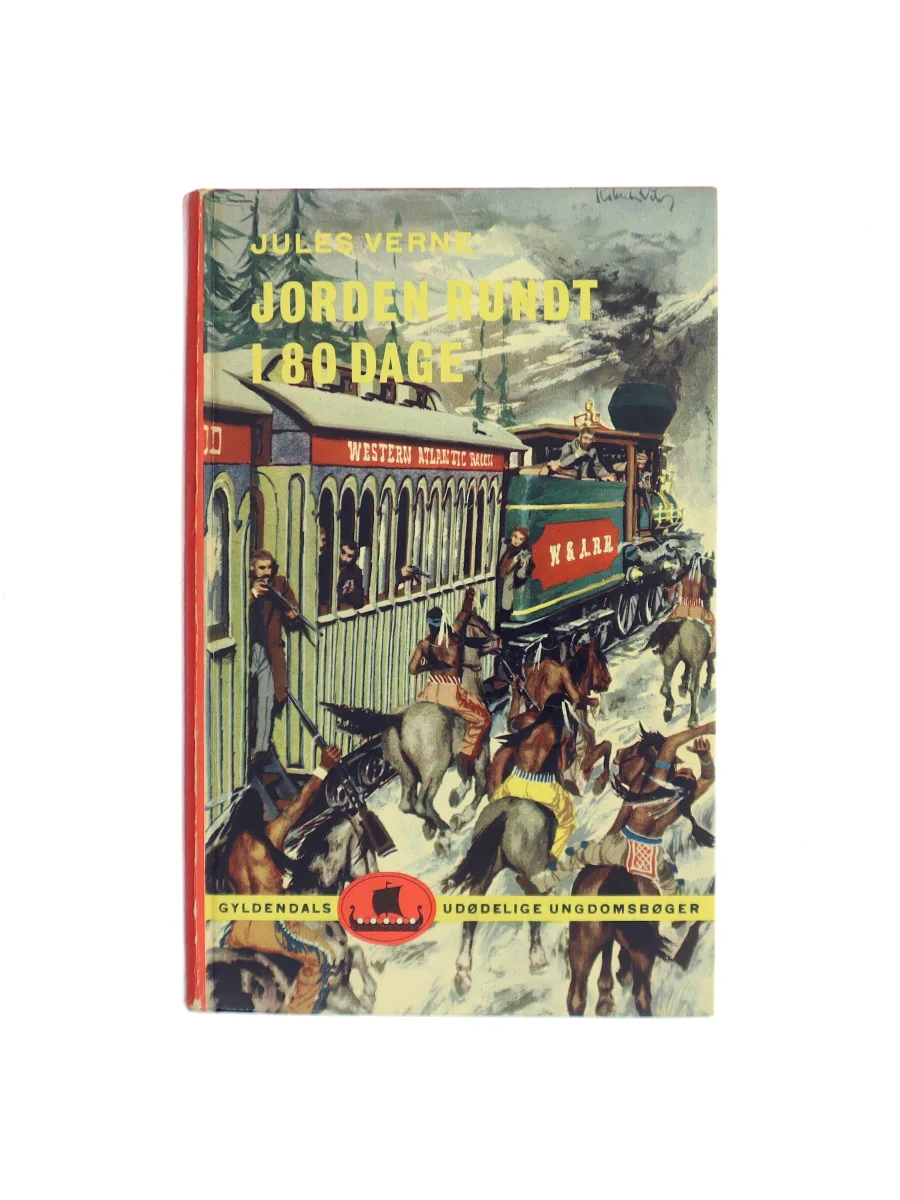 Forsiden af Jorden rundt i 80 dage (Le Tour du monde en quatre-vingts jours) af Jules Verne