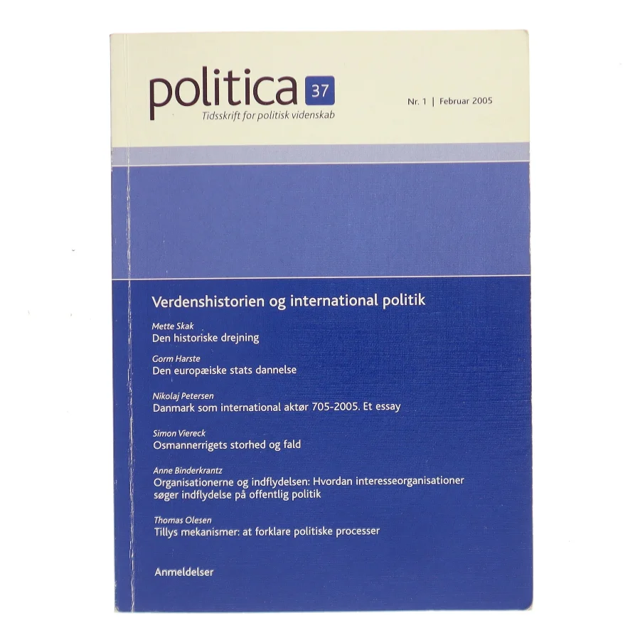 Verdenshistorien og international politik. Politica 37 nr. 1 februar 2005 (Bog)
