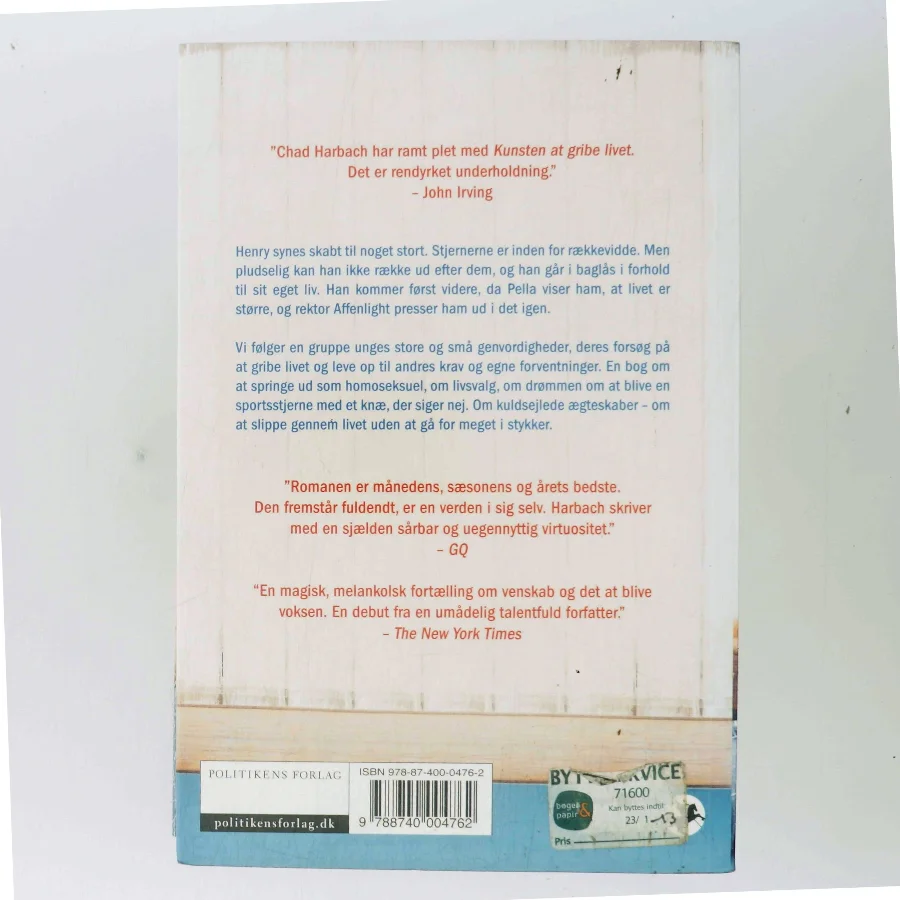 Kunsten at gribe livet : roman af Chad Harbach (Bog)