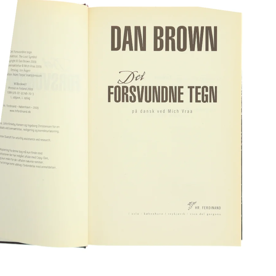 Det forsvundne tegn af Dan Brown (Bog)