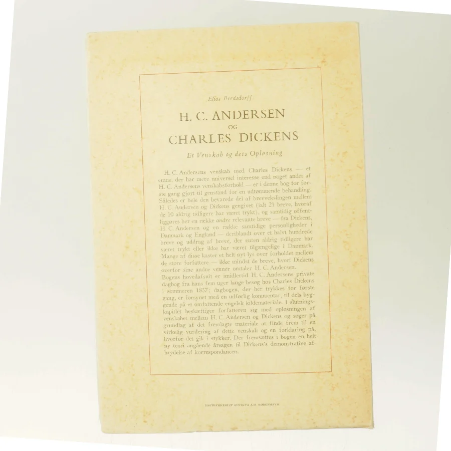 H. C. Andersen og Charles Dickens af Elias Bredsdorff (Bog)