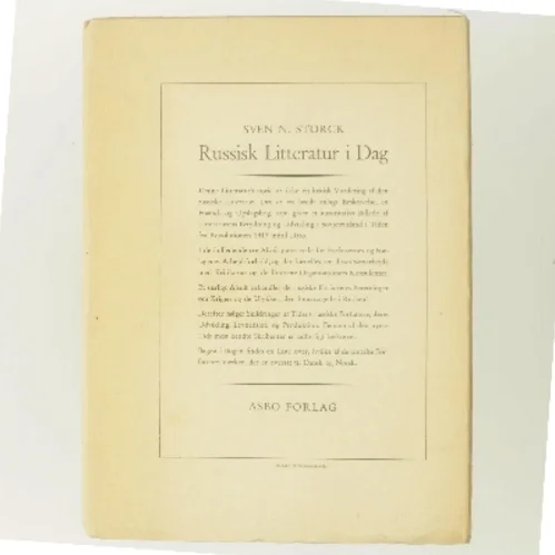 Russisk Litteratur i Dag af Sven N. Storck (Bog)