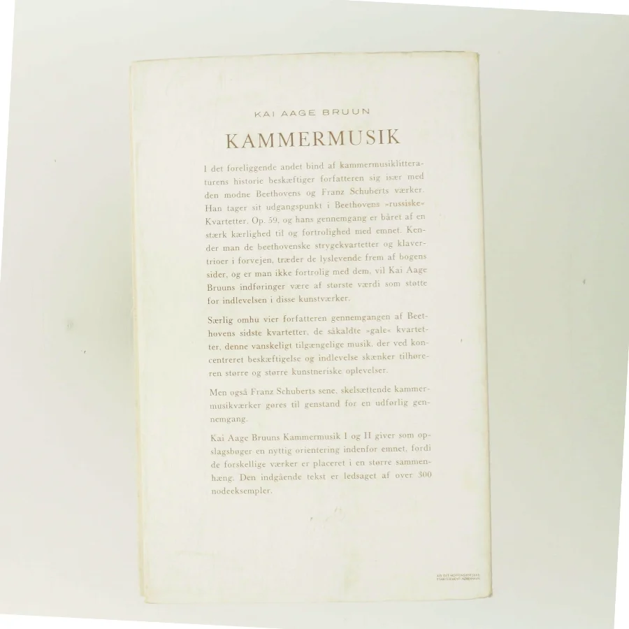 Kammermusik II. Fra Beethoven til Schubert af Kai Aage Bruun (Bog)