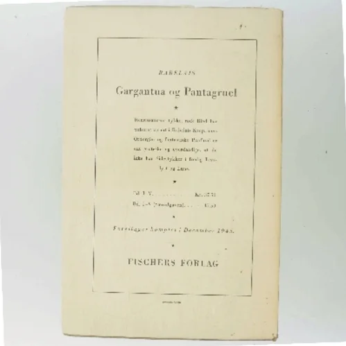 Gargantua og Pantagruel. IV. Pantagruel (tredie del) af François Rabelais (Bog)
