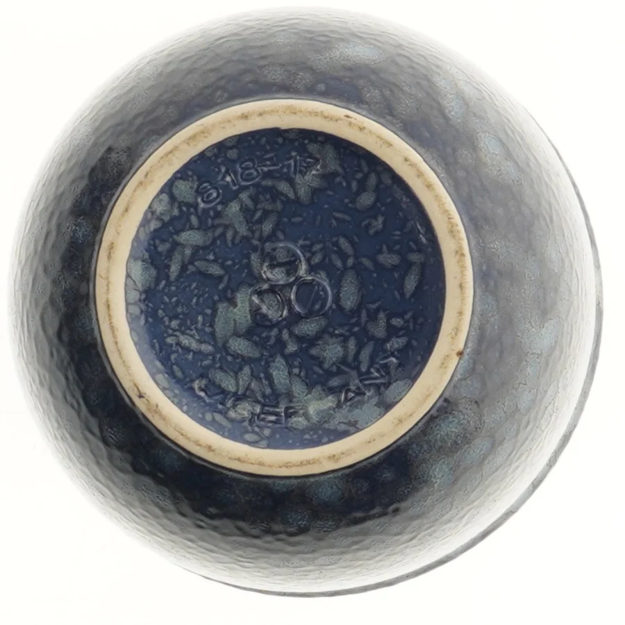 Blå vase, keramisk (str. Ø 17,5 cm længde 15 cm)