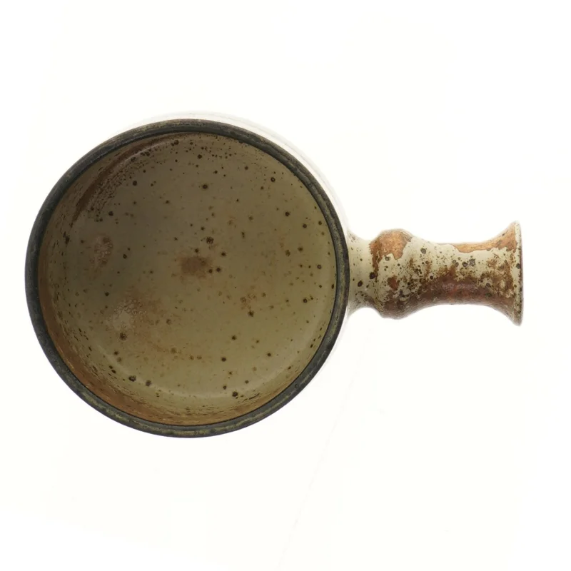 Keramisk håndlavet skål med håndtag (str. Ø 14,5 cm)