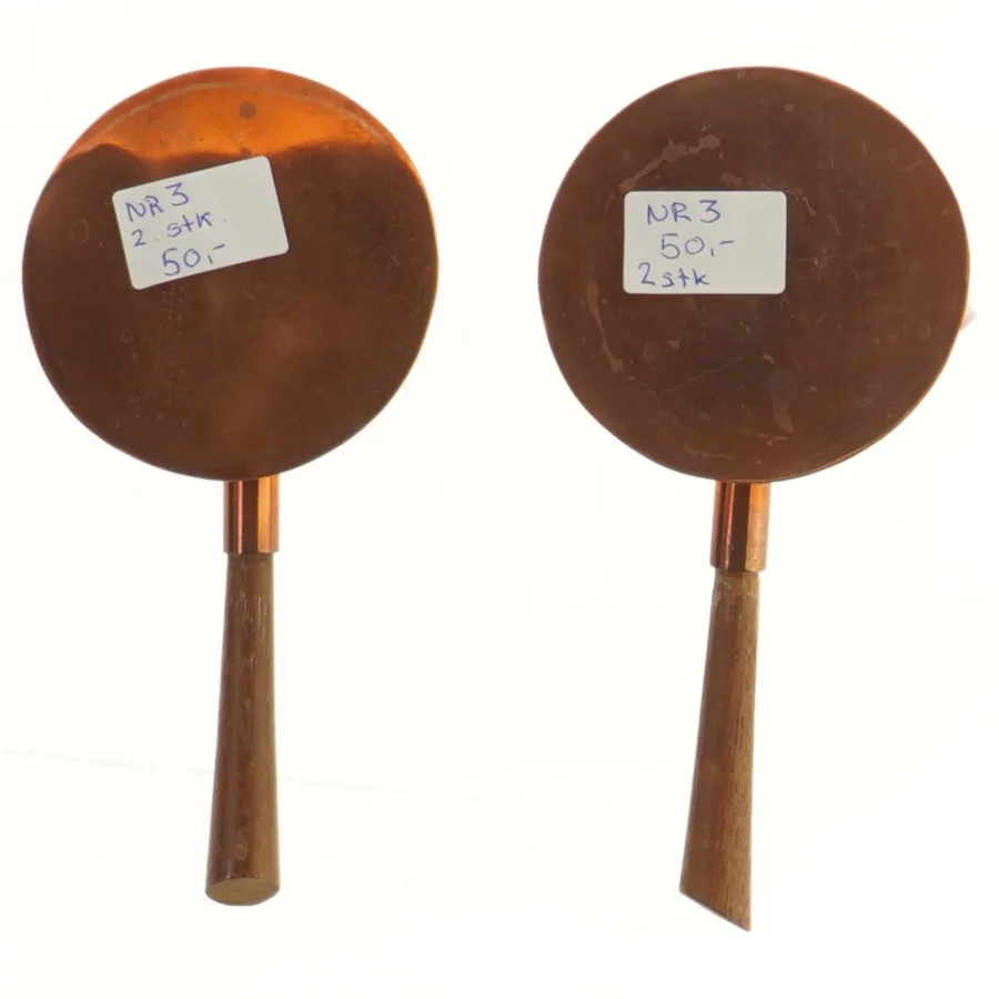 Kobber kaffekander med træhåndtag (str. Ø 9 cm)