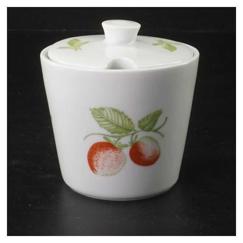 Marmeladekrukke med låg fra Lyngby (str. Ø 10 cm længde 8,5 cm)