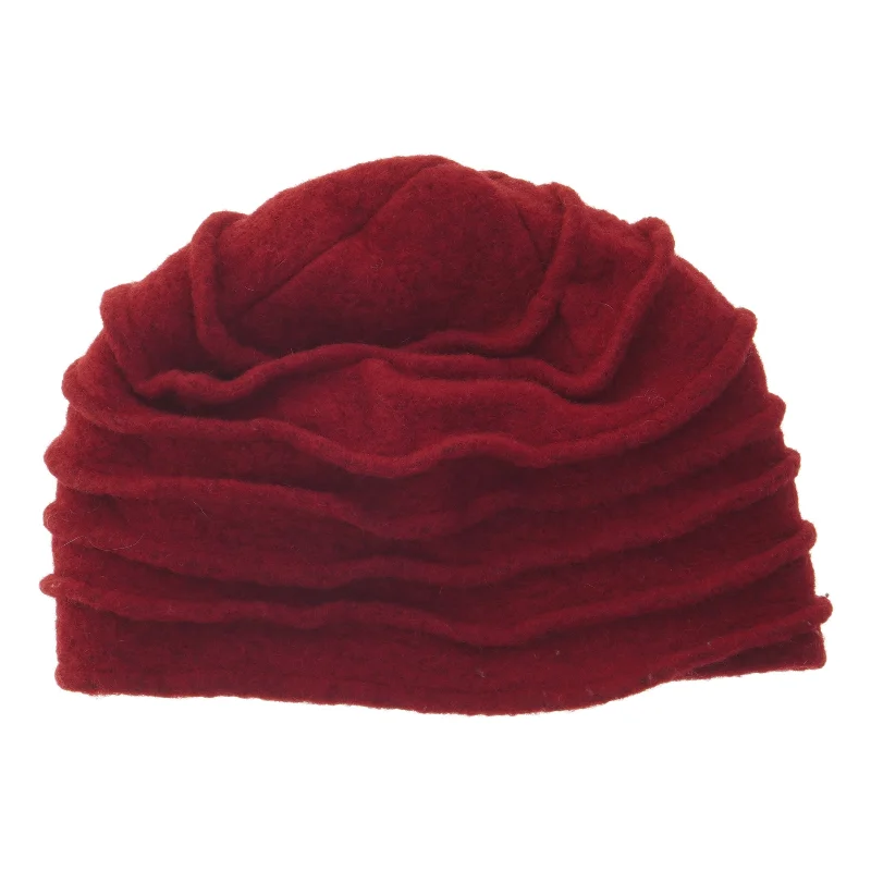 Rund rød hat med mønster fra Chapeau Claudette (str. Ø 29 cm)