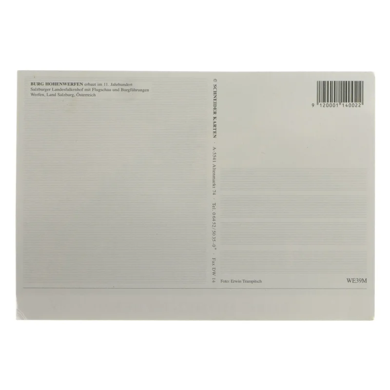Postkort med Burg Hohenwerfen (str. 17x12 cm)