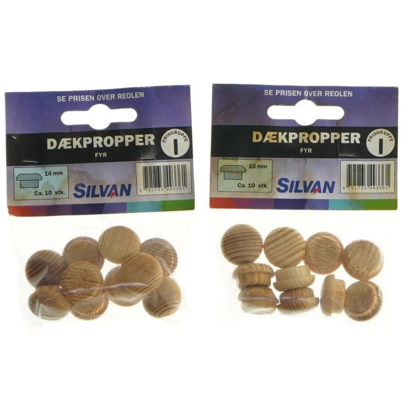 Dækpropper i fyrretræ, 16 mm fra Silvan (str. 16 mm)