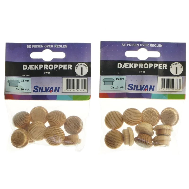 Dækpropper i fyrretræ, 16 mm fra Silvan (str. 16 mm)