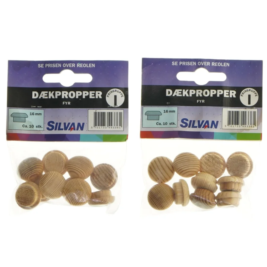 Dækpropper i fyrretræ, 16 mm fra Silvan (str. 16 mm)