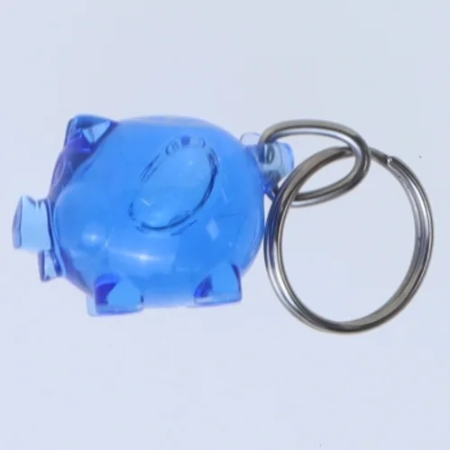 Blå grise formet nøglering (str. 3,5 cm)