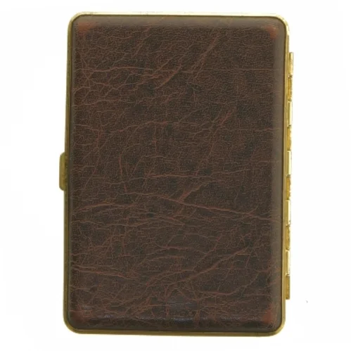 Vintage cigaretetui i brun læder (str. 13x9 cm)
