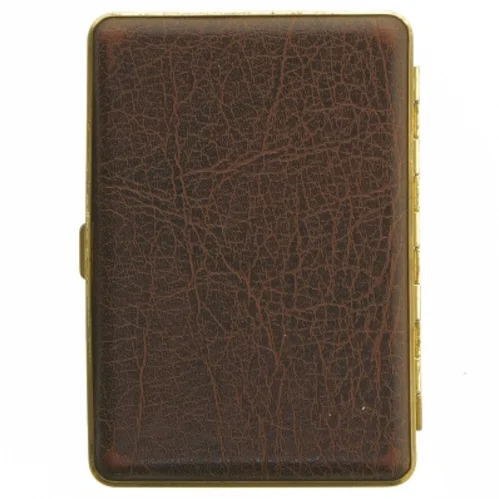 Vintage cigaretetui i brun læder (str. 13x9 cm)