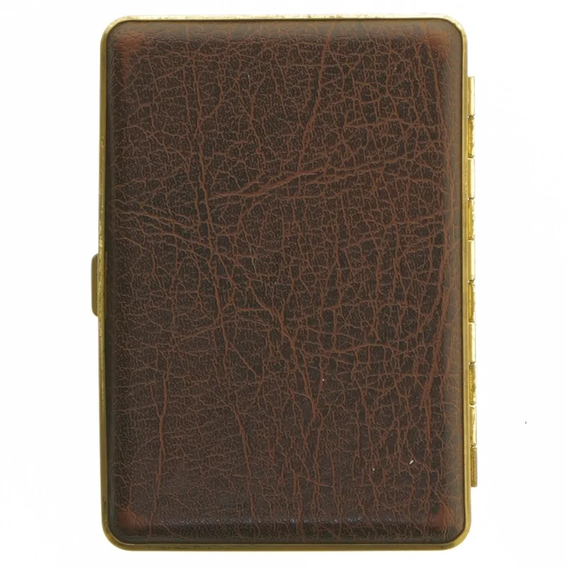 Vintage cigaretetui i brun læder (str. 13x9 cm)