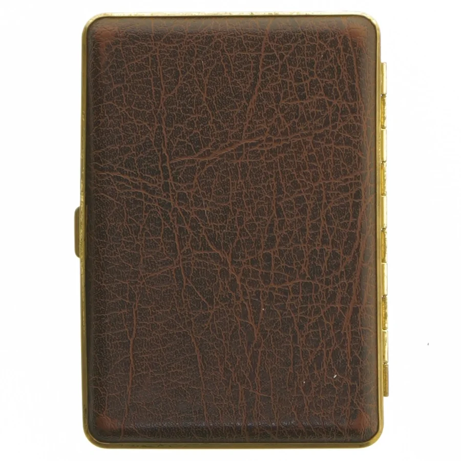 Vintage cigaretetui i brun læder (str. 13x9 cm)