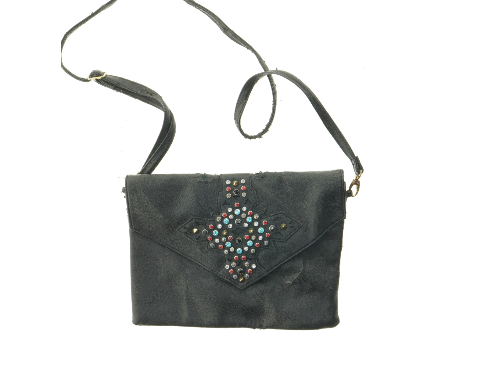 Sort skuldertaske med nitter fra Divided (str. 29 cm)
