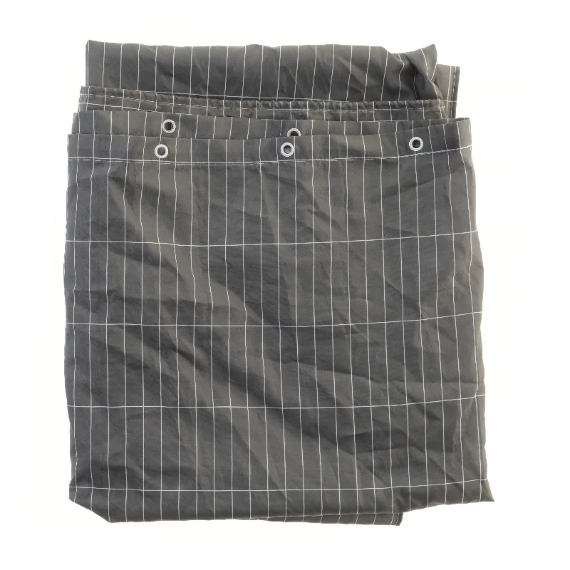 Mørke gråt gardin med hvide linjer (str. 200x180 cm)