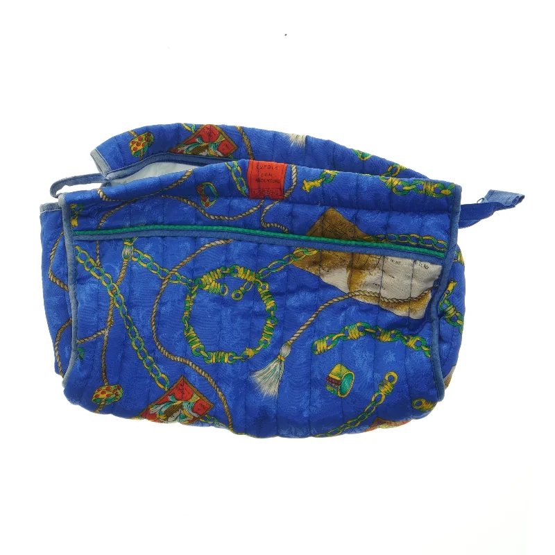 Blå taske med kæde print (str. 31,5x22 cm)