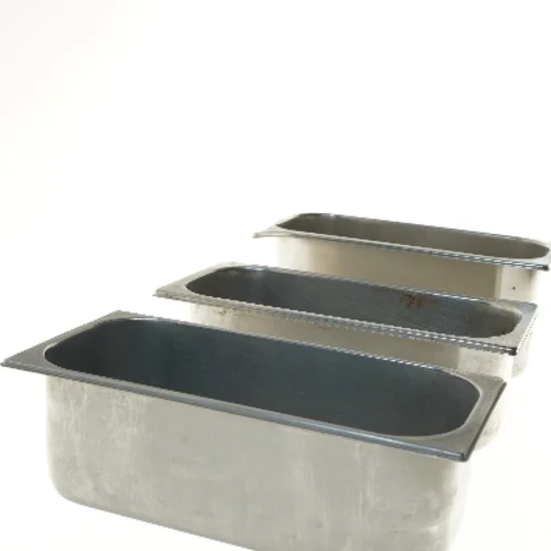 Rustfri stål køkkenbeholdere (str. 36x17x12 og 36x17x14 cm)