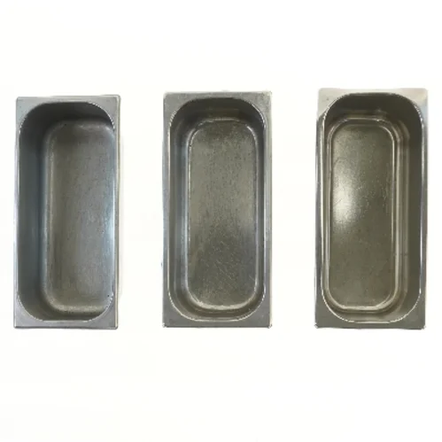 Rustfri stål køkkenbeholdere (str. 36x17x12 og 36x17x14 cm)