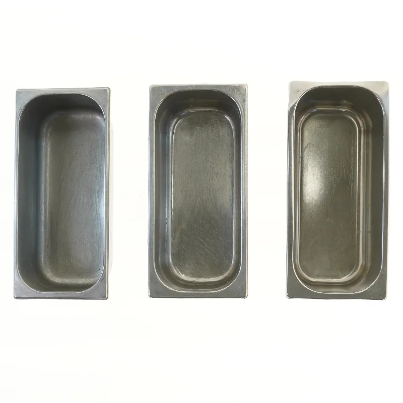 Rustfri stål køkkenbeholdere (str. 36x17x12 og 36x17x14 cm)