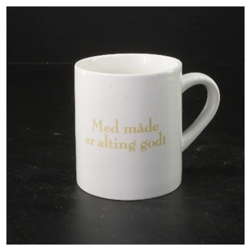 Porcelænskrus med tekst fra Matador (str. Ø 8x9 cm)