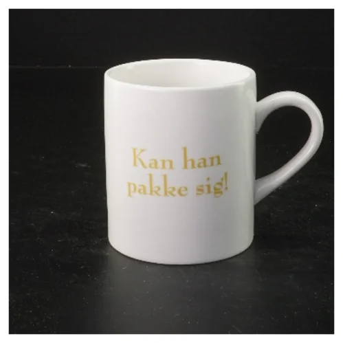 Porcelænskrus med tekst fra Matador (str. Ø 8x9 cm)