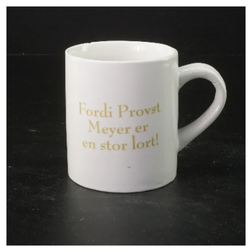 Porcelænskrus med tekst fra Matador (str. Ø 8x9 cm)