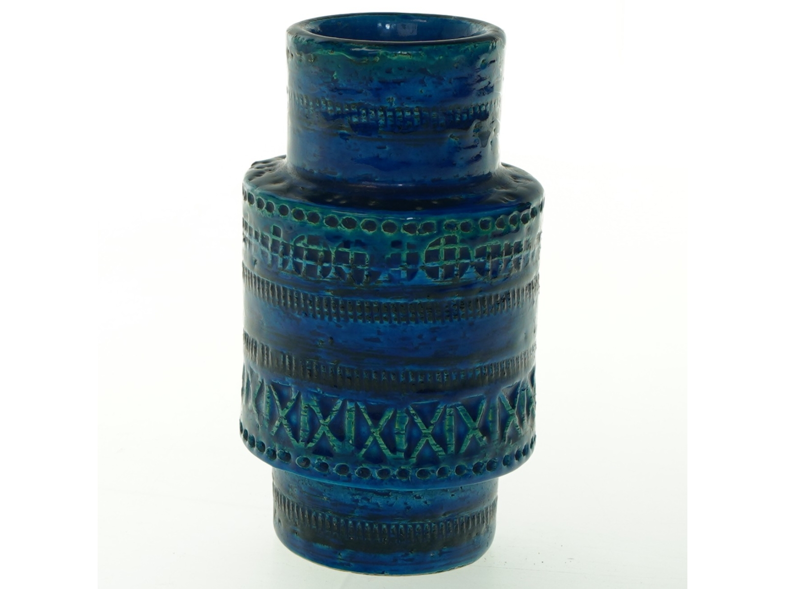 Blå keramikvase (str. 15 cm)