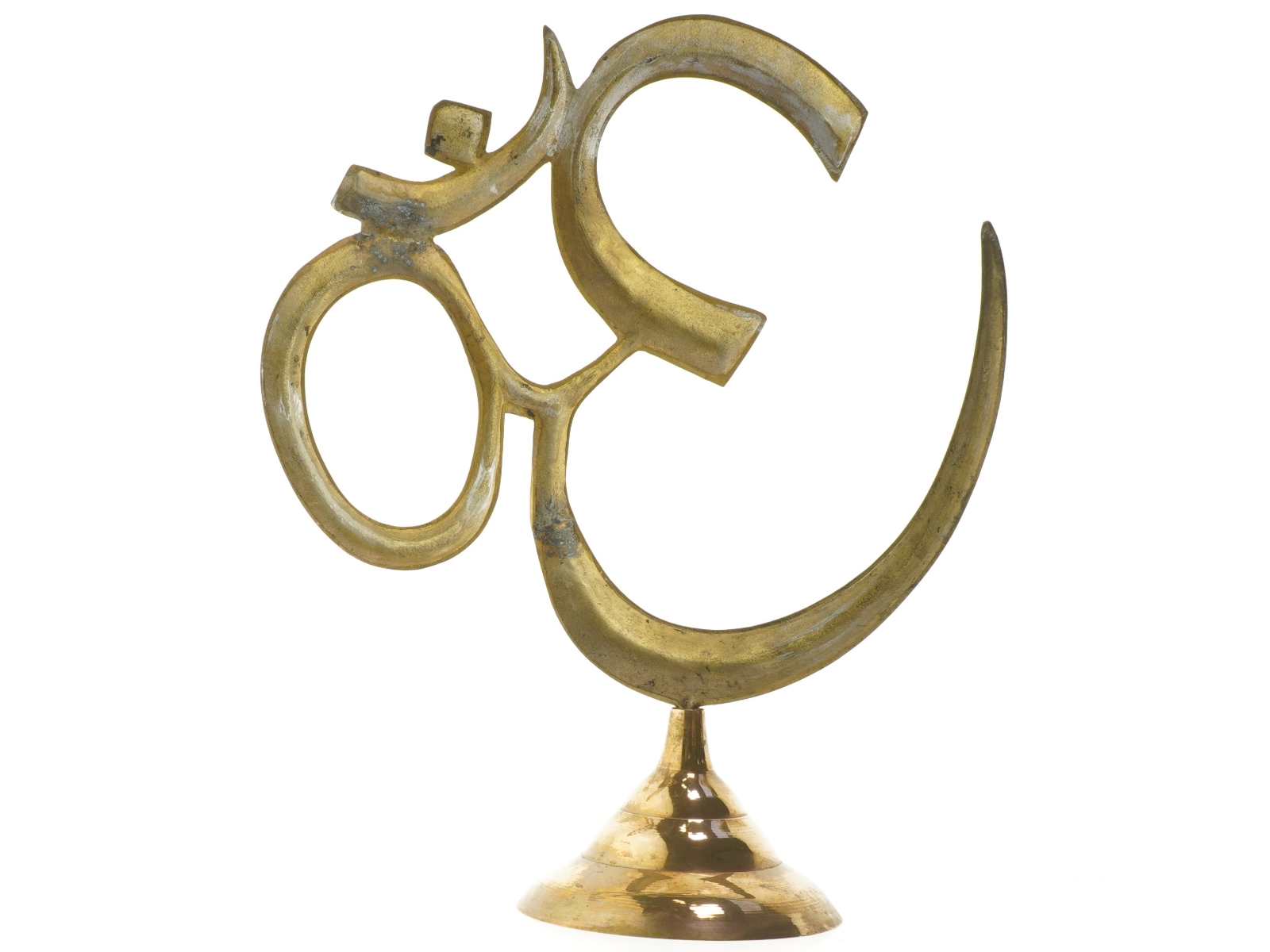 Messing Om-symbol statuette (str. 43 cm høj)