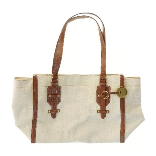 Hvid canvas skuldertaske fra Etienne Aigner (str. 48x27 cm)