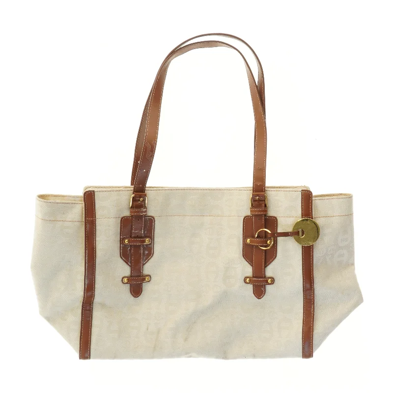 Hvid canvas skuldertaske fra Etienne Aigner (str. 48x27 cm)