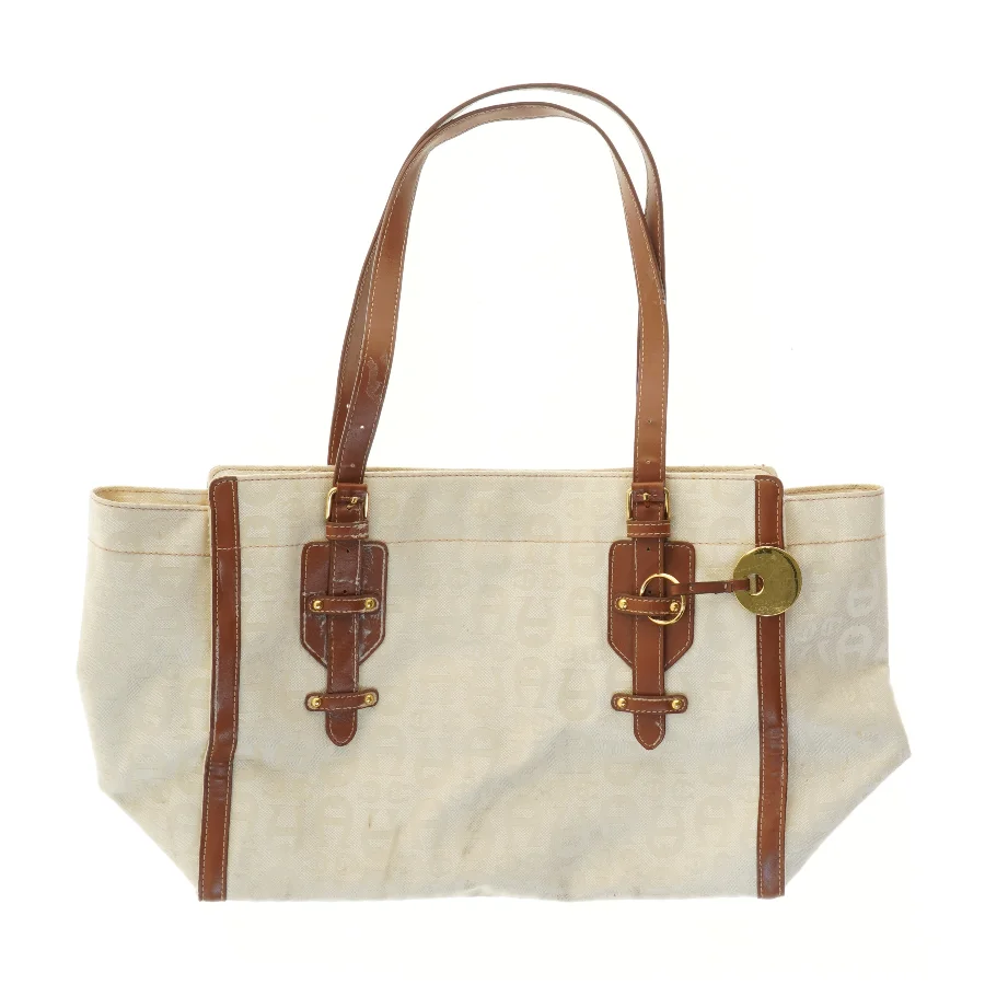 Hvid canvas skuldertaske fra Etienne Aigner (str. 48x27 cm)