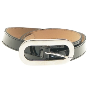 Sort læderbælte med sølvspænde fra Bælte Kompagniet (str. 105 cm)